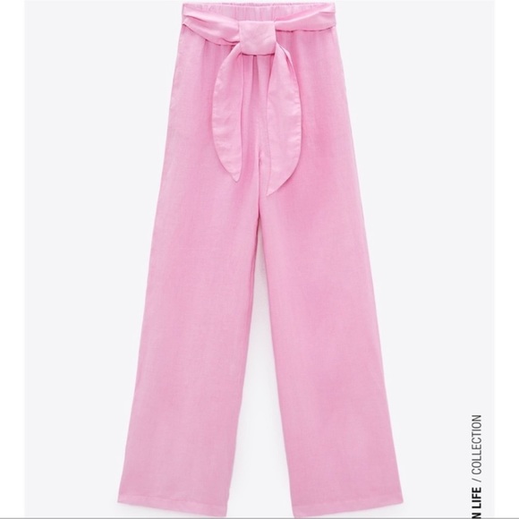 Zara Linen Pants Pink - Picture 2 of 9